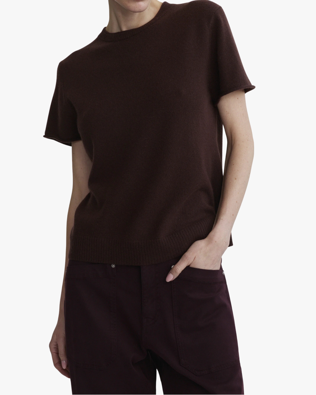 Cashmere Knit T-Shirt Brown