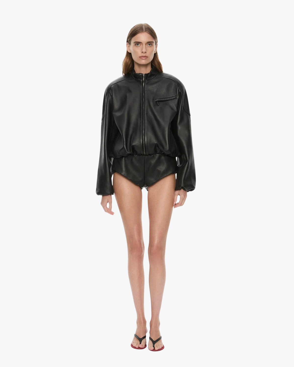One Piece Dannie Leather Zipped Black