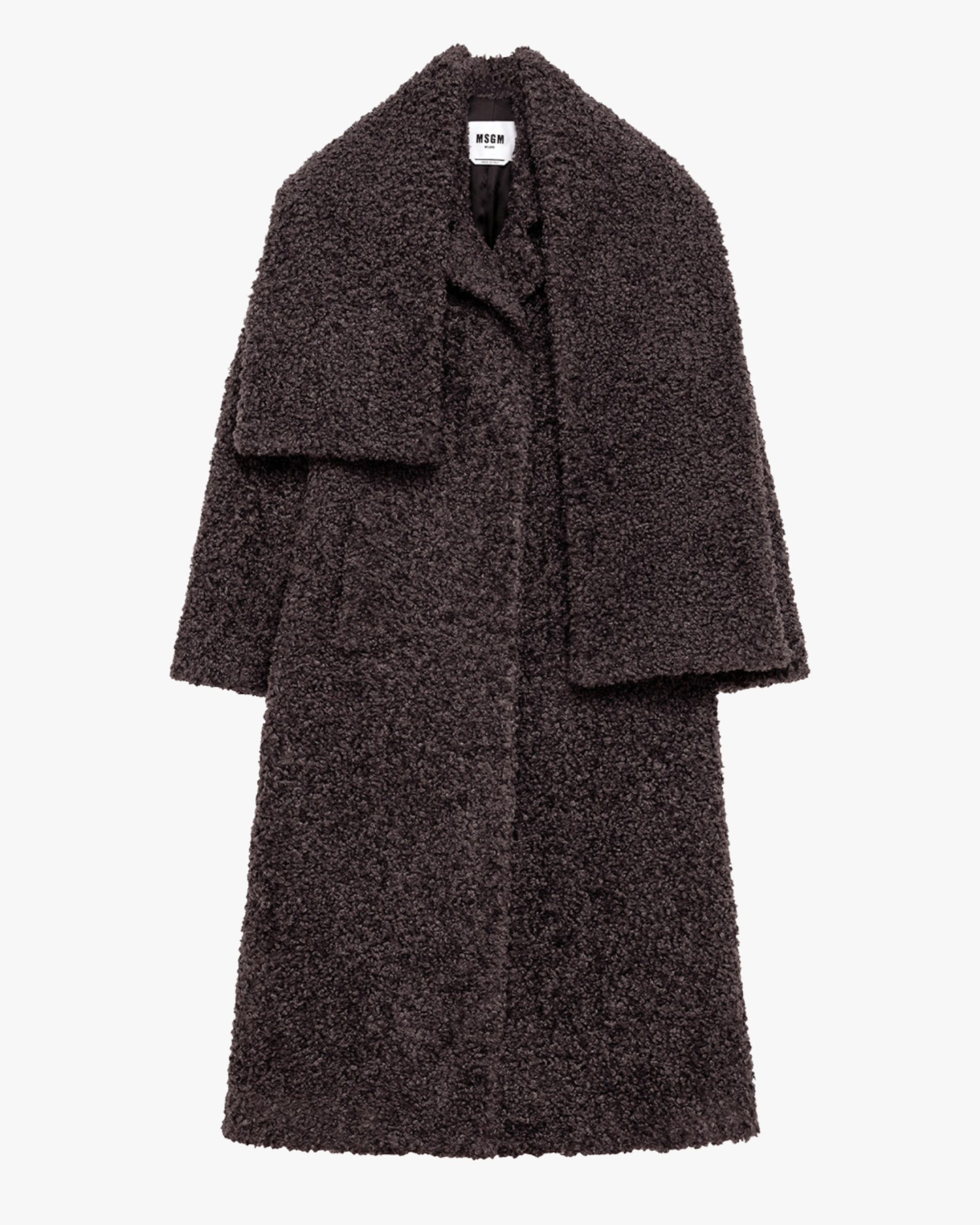 Coat Faux Shearling With Scarf Grey