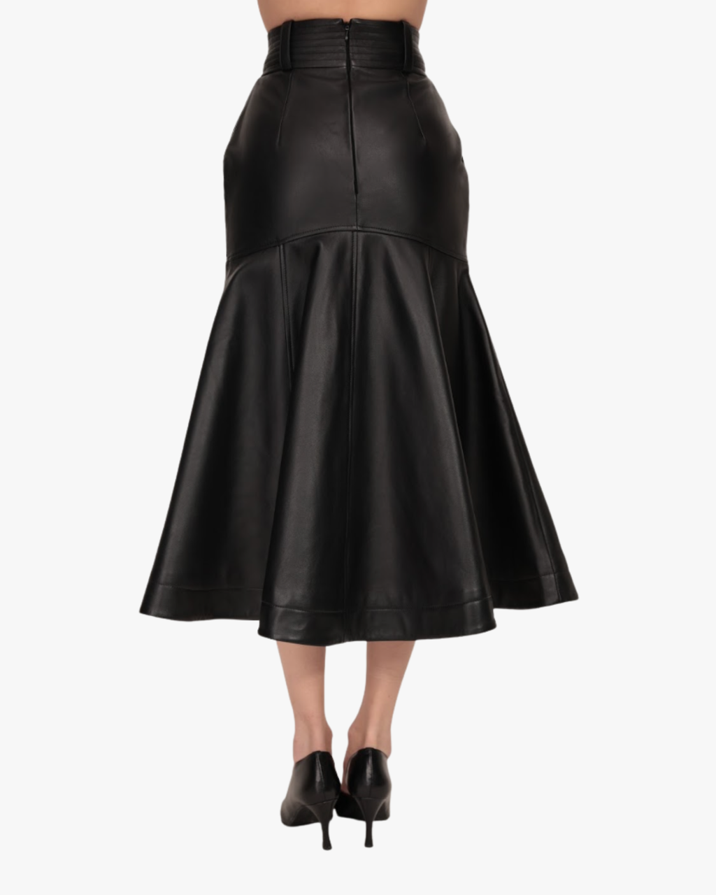 Midi Skirt Leather In Black