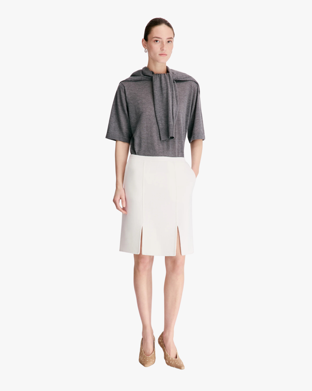 Skirt Judy With Front Slits Ivory
