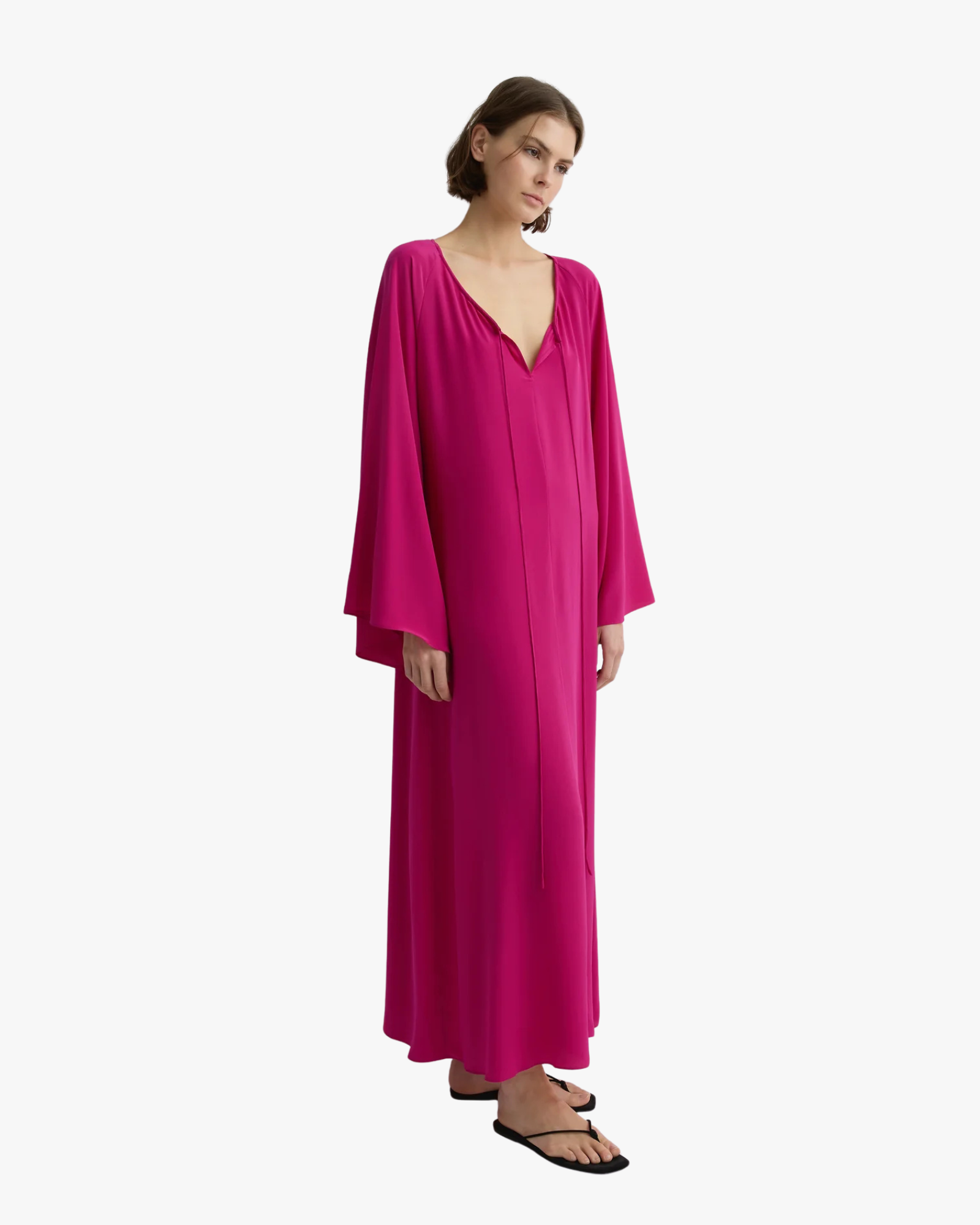 Orta Silk Tie-Front Tunic Magenta