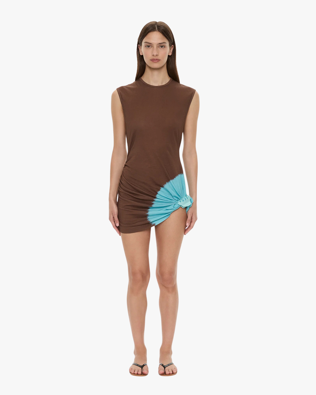 Tank Dress Tie Dye Snap Clip Brown
