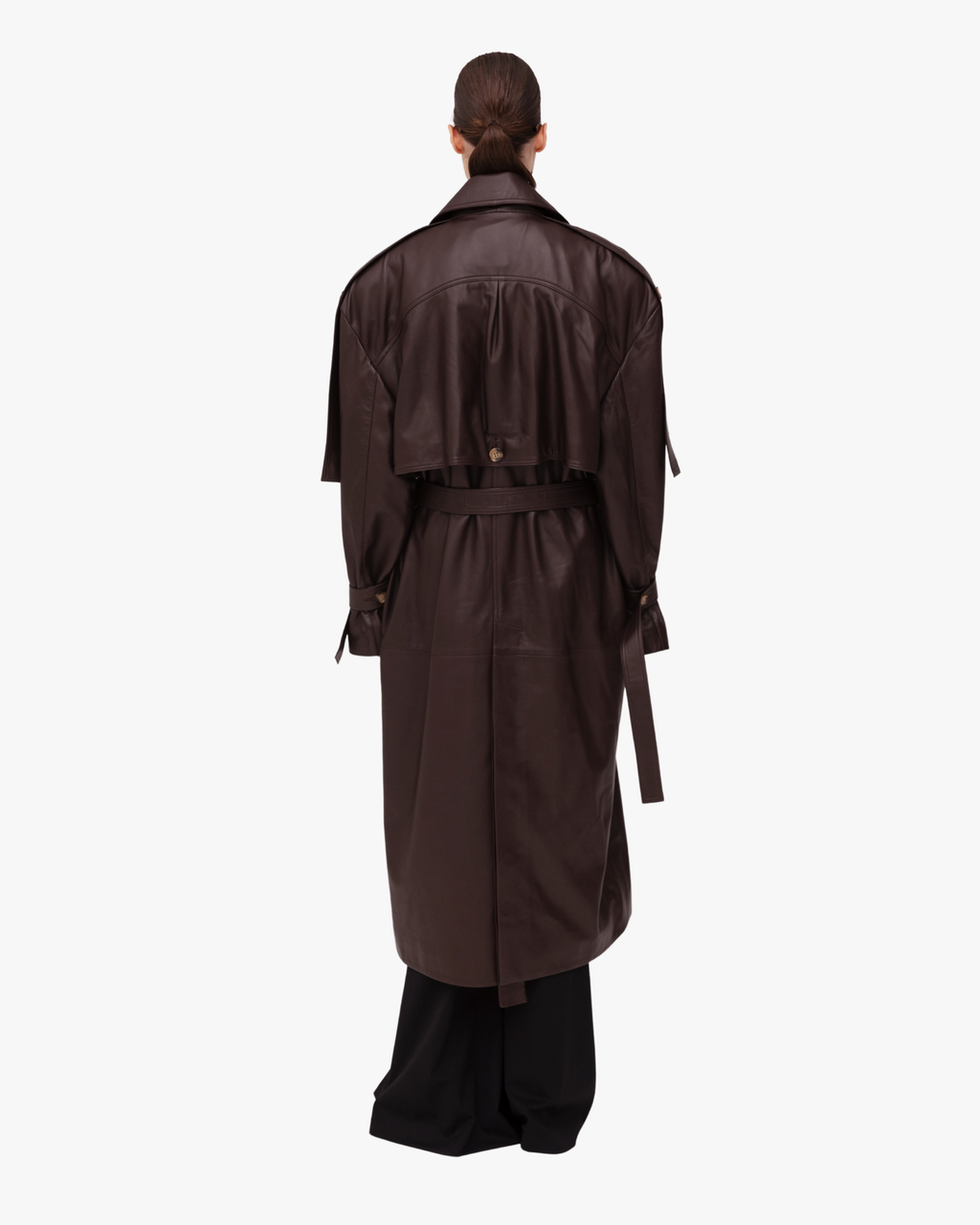 Trench Coat Leather In Brown