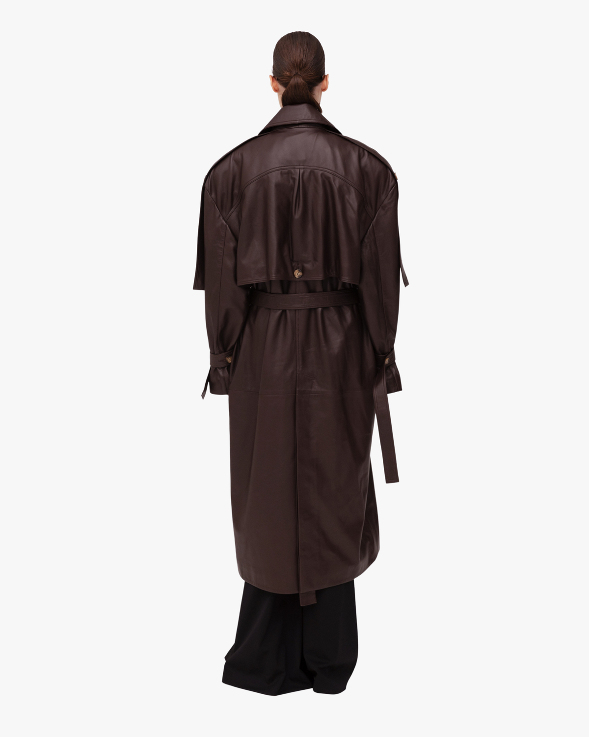 Trench Coat Leather In Brown