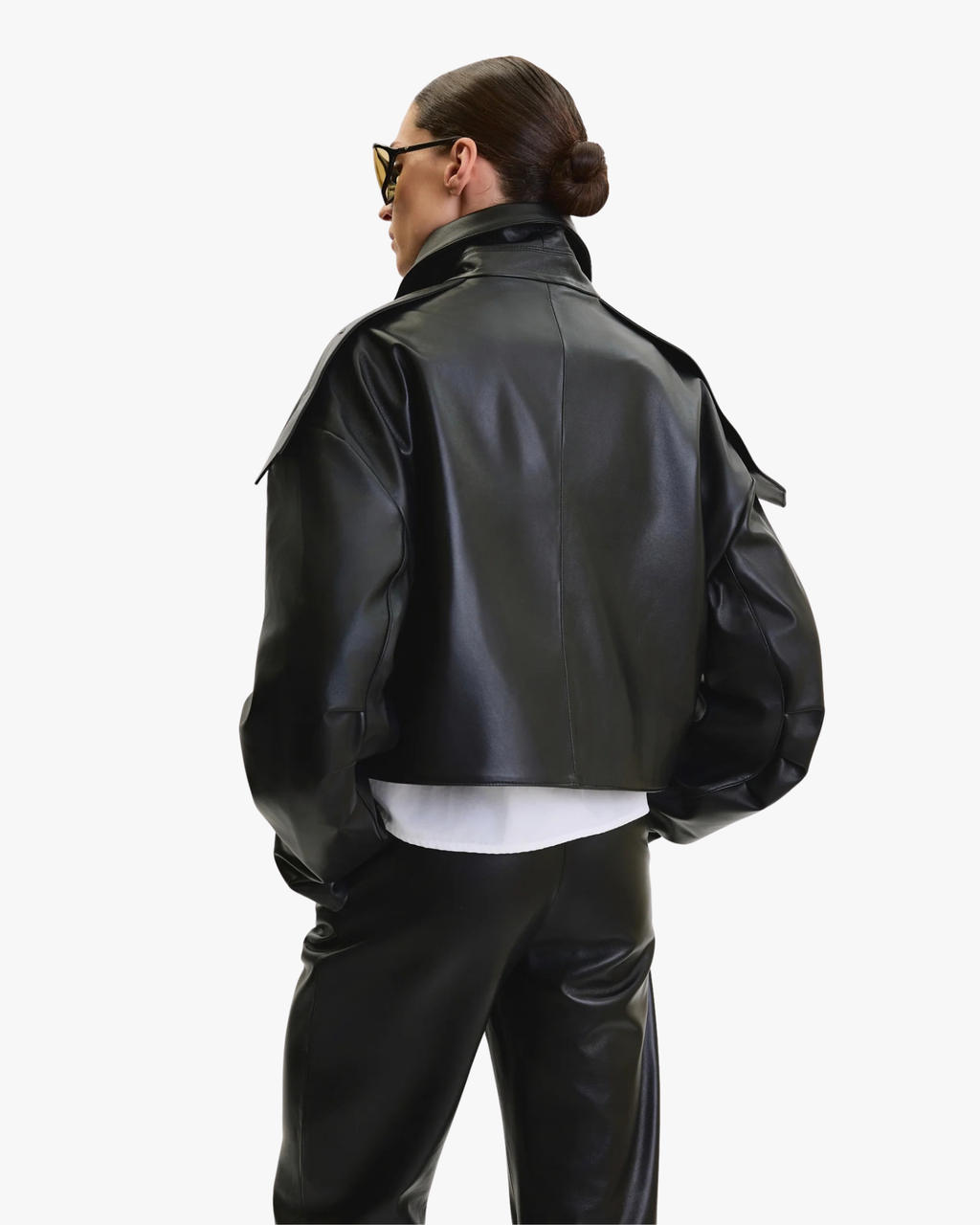 Leather Jacket Overiszed Biker Black