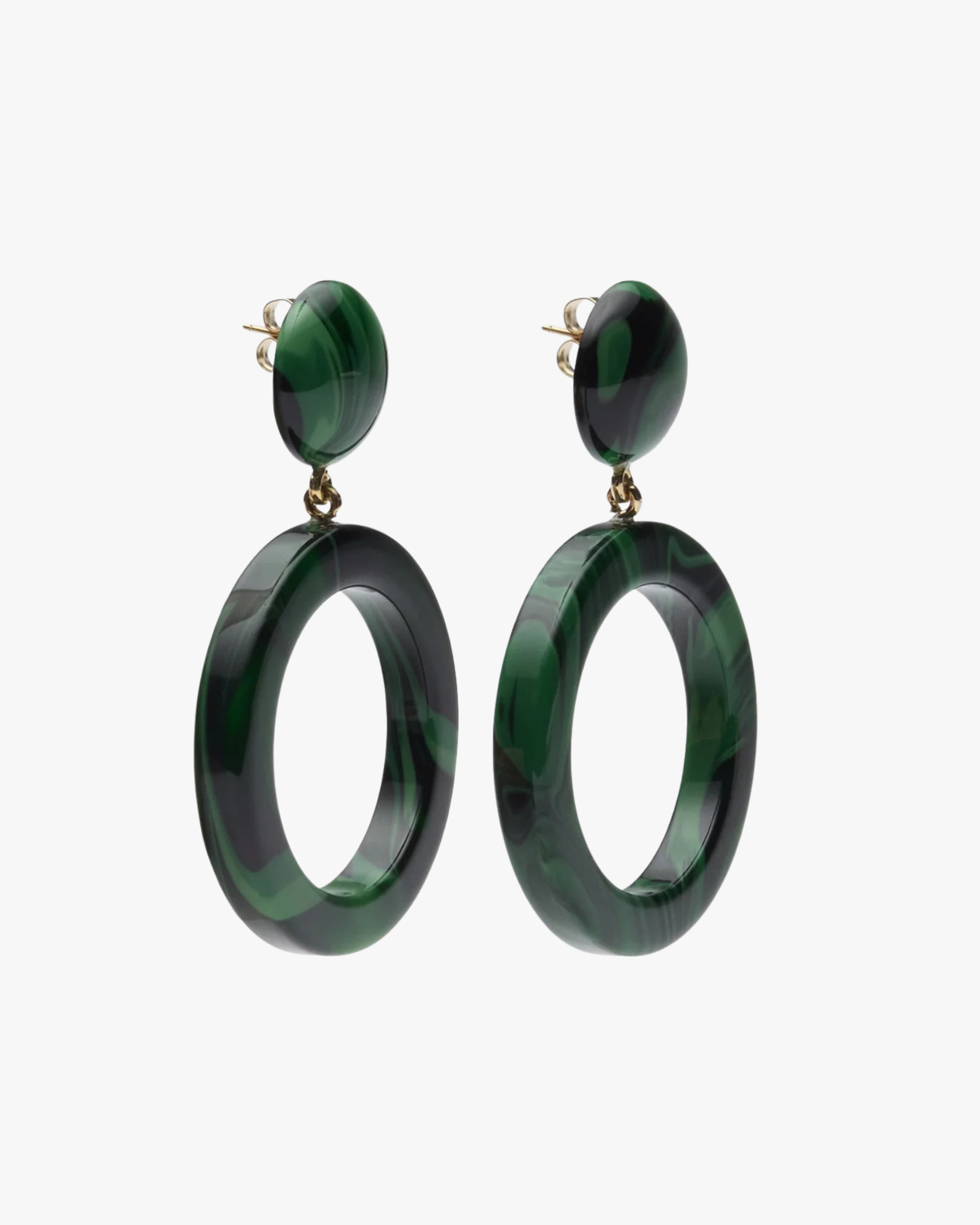 Earrings Icon Circle Resin Malachite