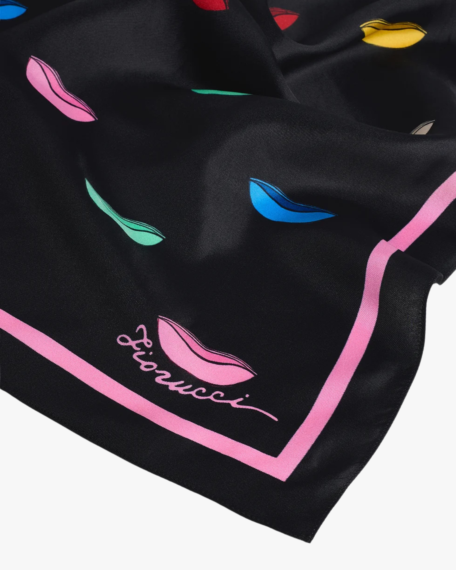 Scarf Print Black Multicolor Lips