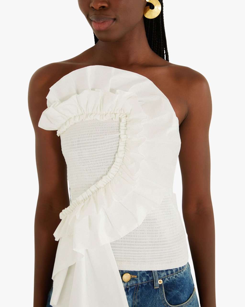 Strapless Top White Smocked White
