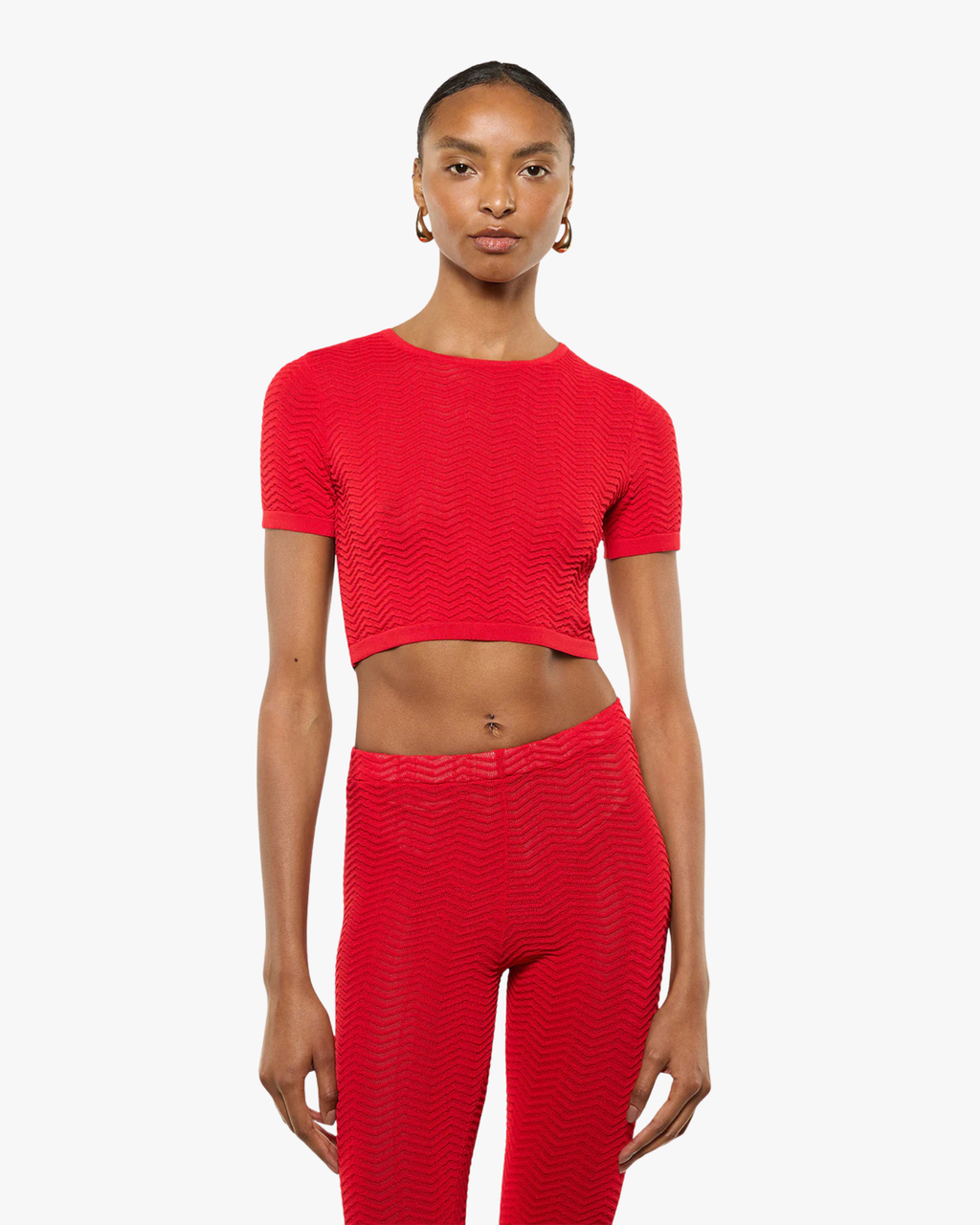Knit Crop T-Shirt Woman Red