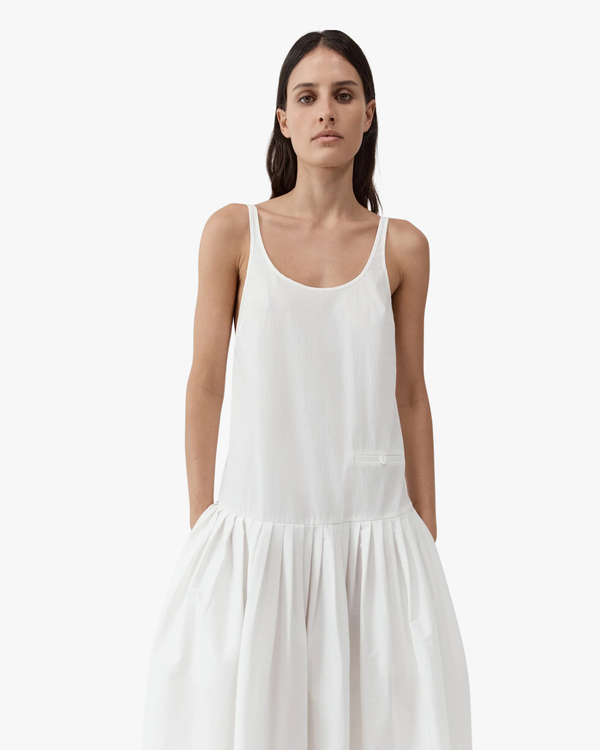 Relaxed Pleat Dress Off White