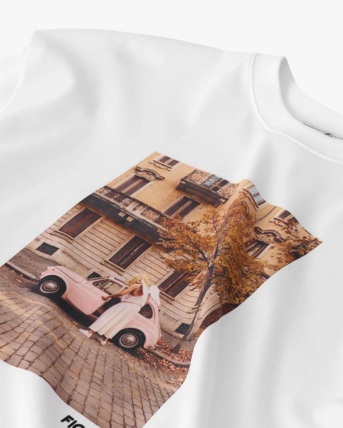 T-Shirt Print Car Angel White