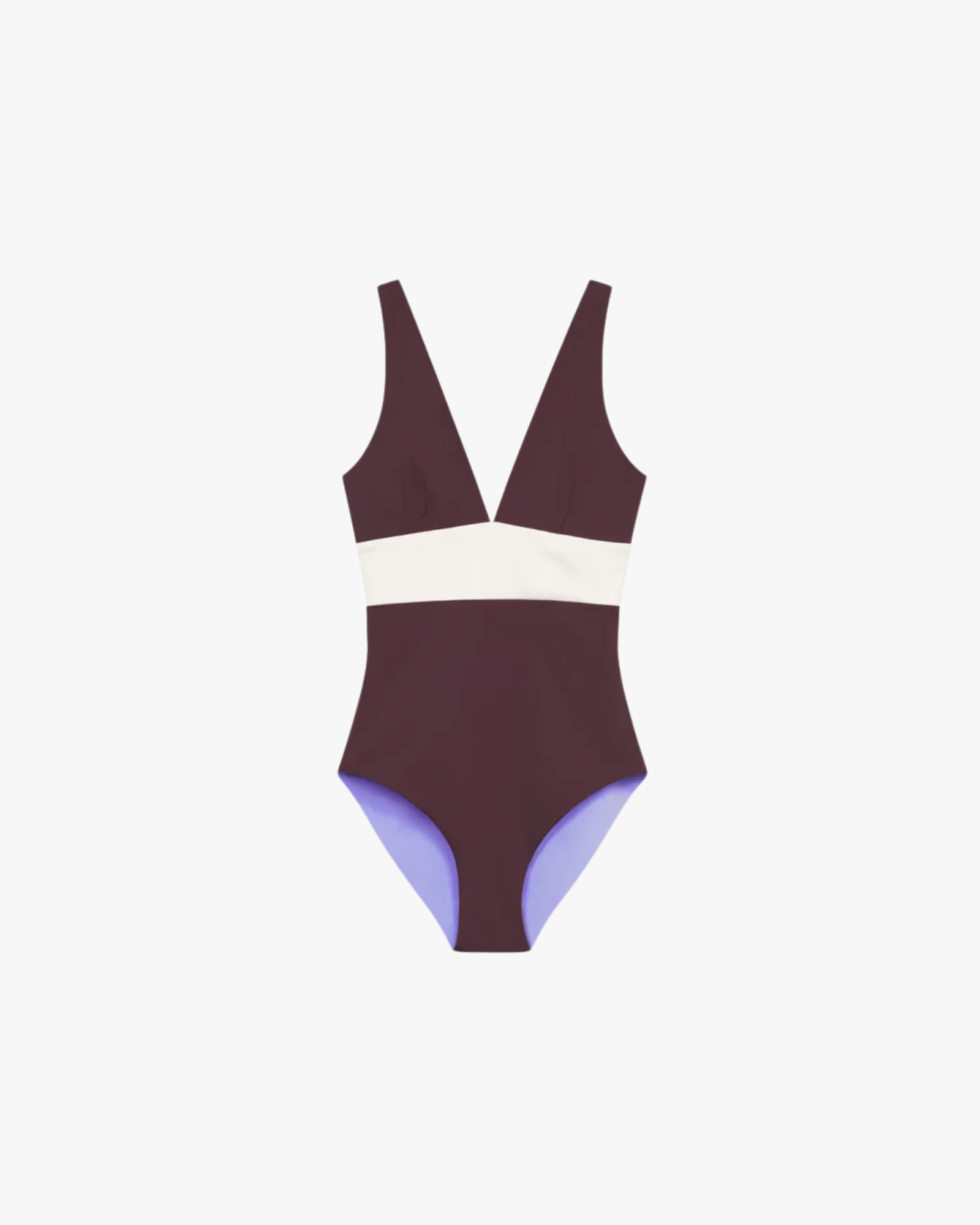 Plungesuit Onepiece Swimsuit V-Neck Reversible Chocolate Lilac