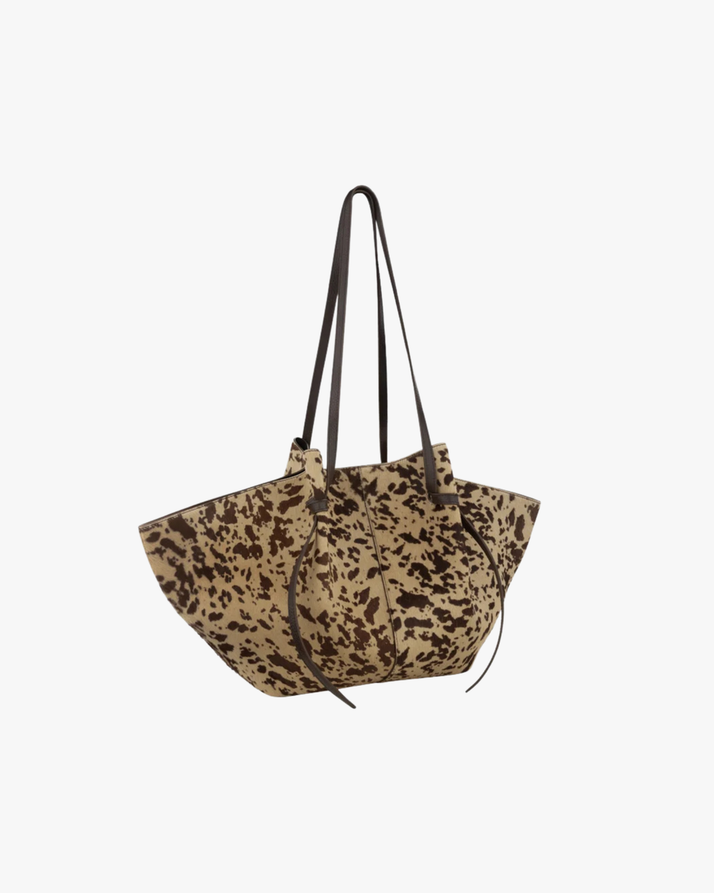 Knotted-Strap Tote Large Mochi Cow Print