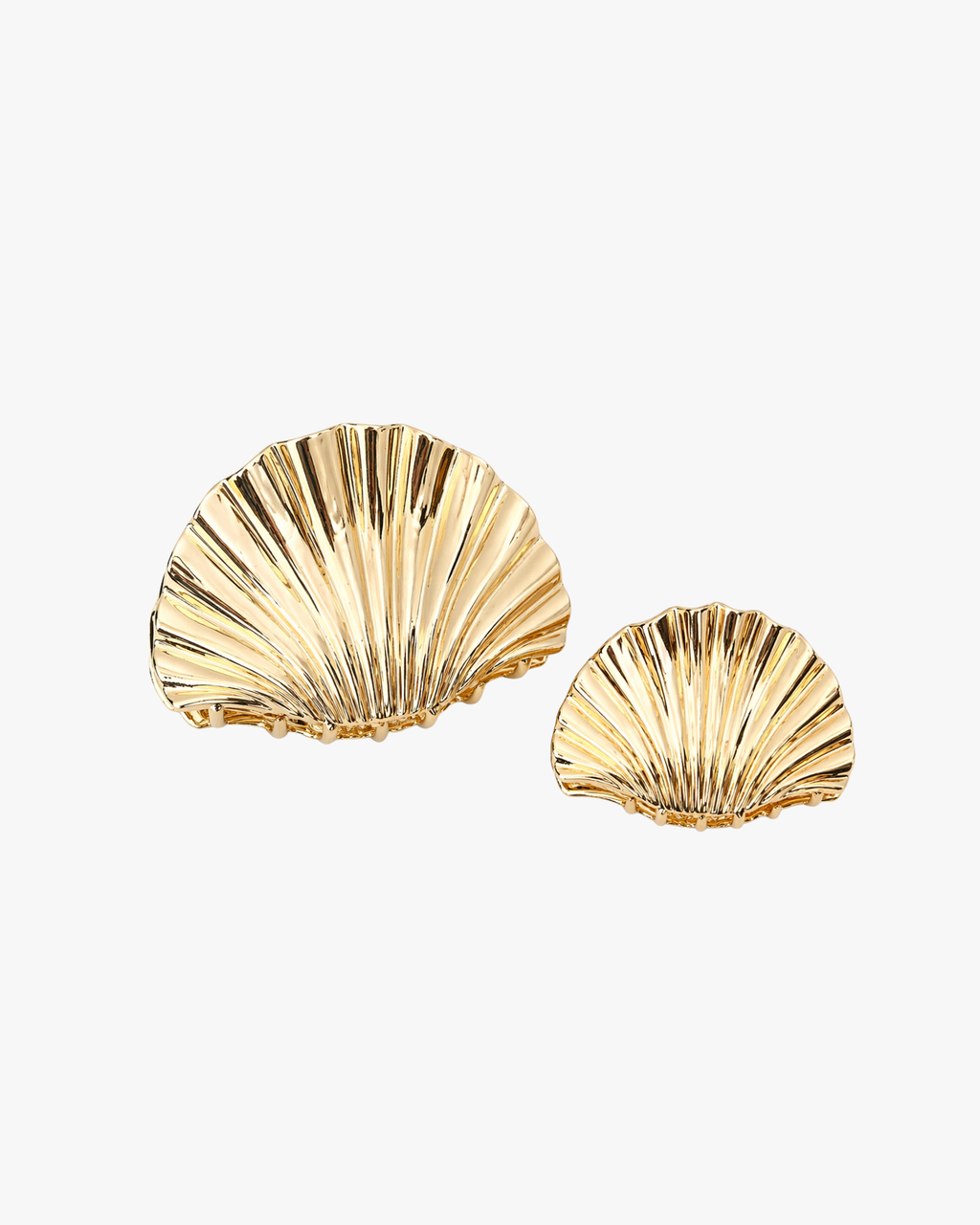 Metallic Hair Claw Shell Big Gold