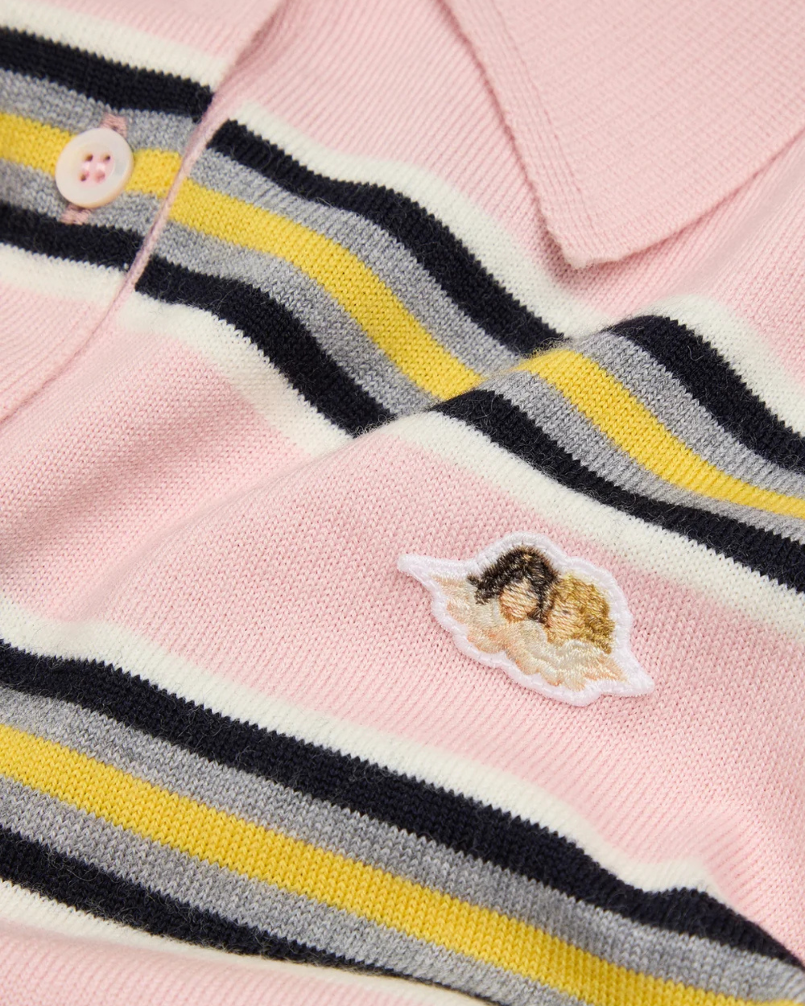 Polo Sweater Angel Patch Pink and Yellow Striped