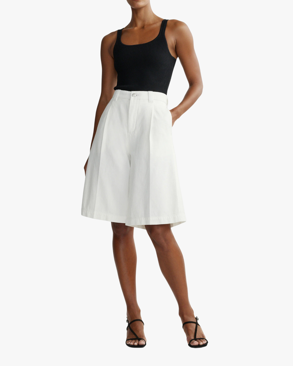 Hepburn Jean Short High Rise Pleated 12.5" White