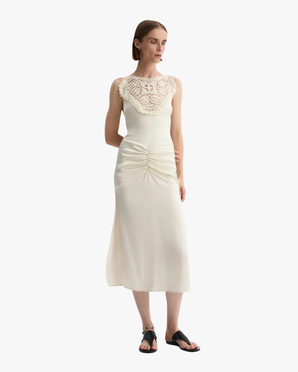 Forli Dress Midi Silk Ecru