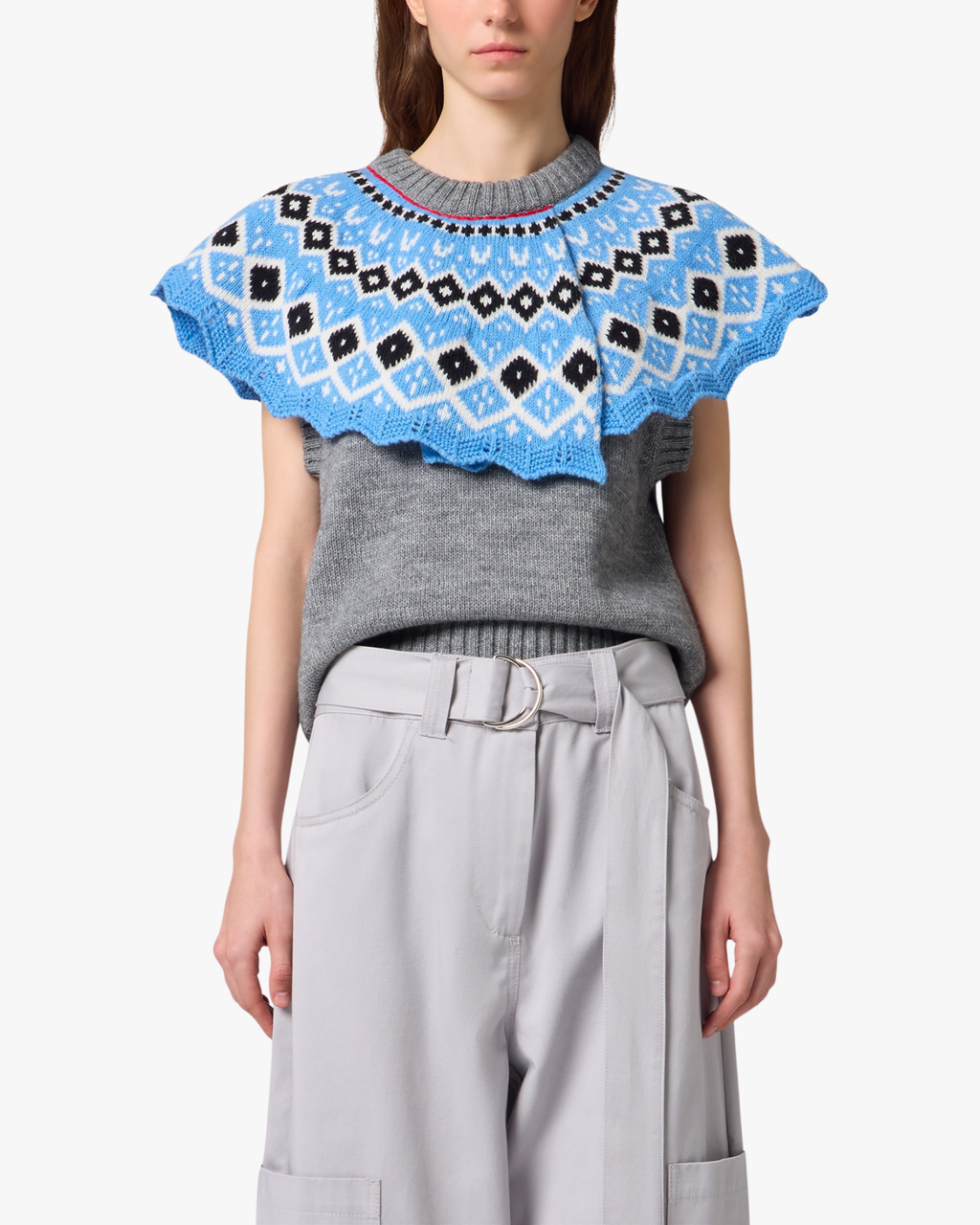 Vest With Cape Collar Grey