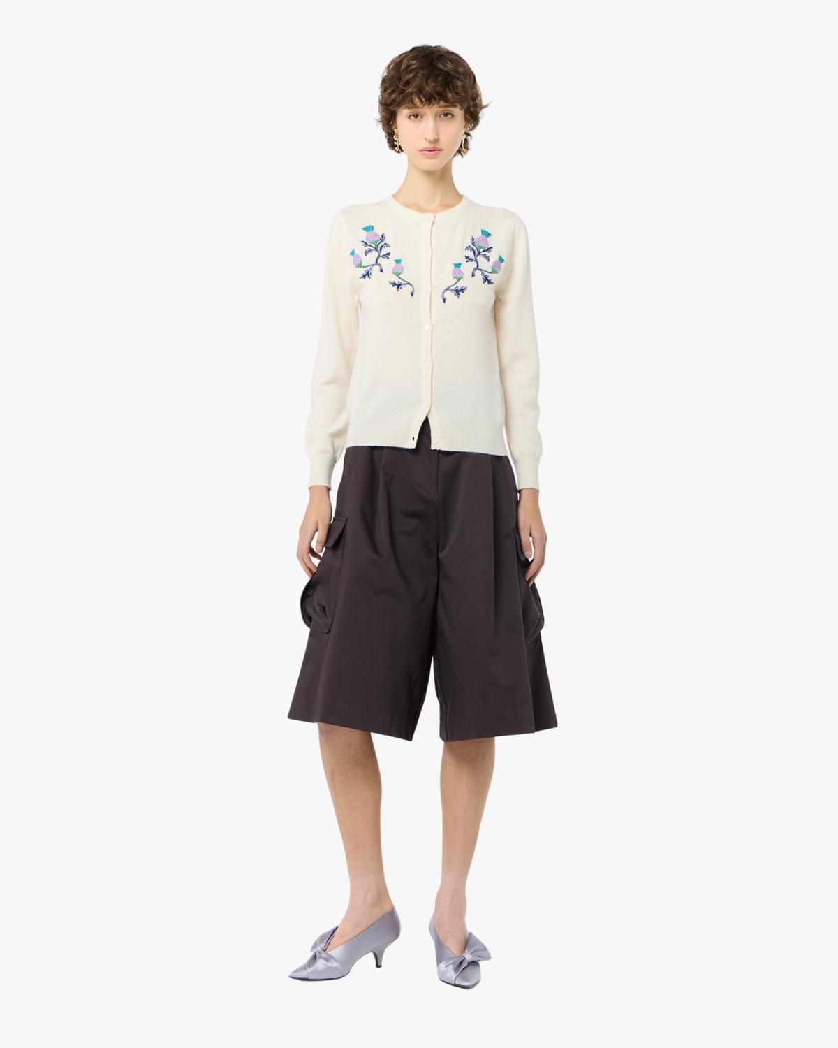Crew Neck Cardigan Beige