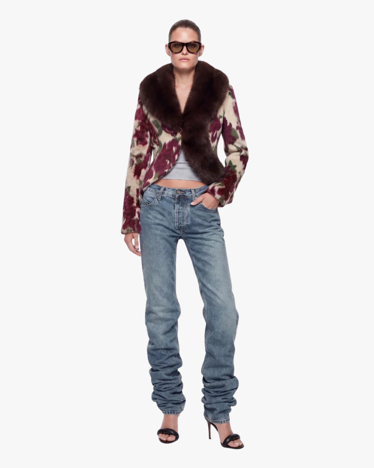 Faux-Fur Blazer Rosa Wine & Taupe