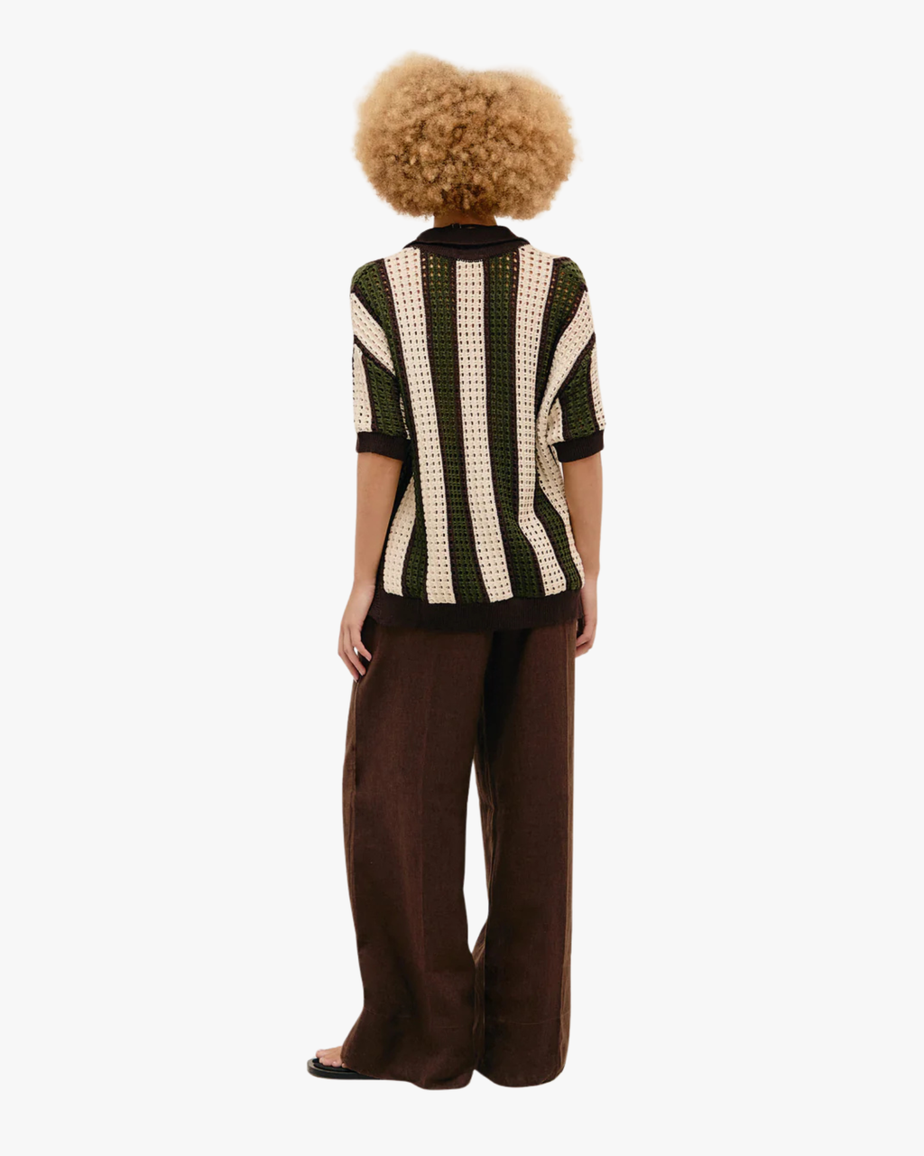 Olive Striped Oversized Knit Shirt