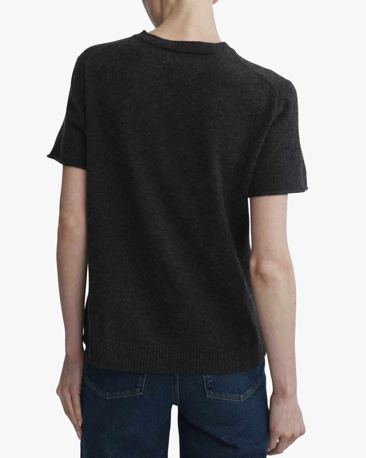 Cashmere Knit T-Shirt Charcoal