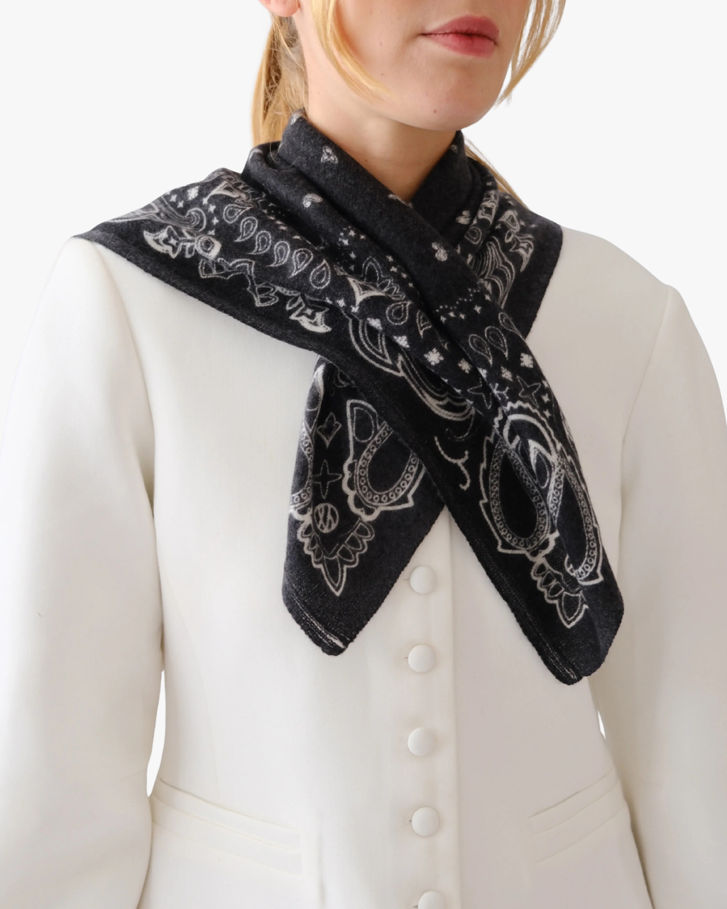 Paisley Cashmere Scarf Black