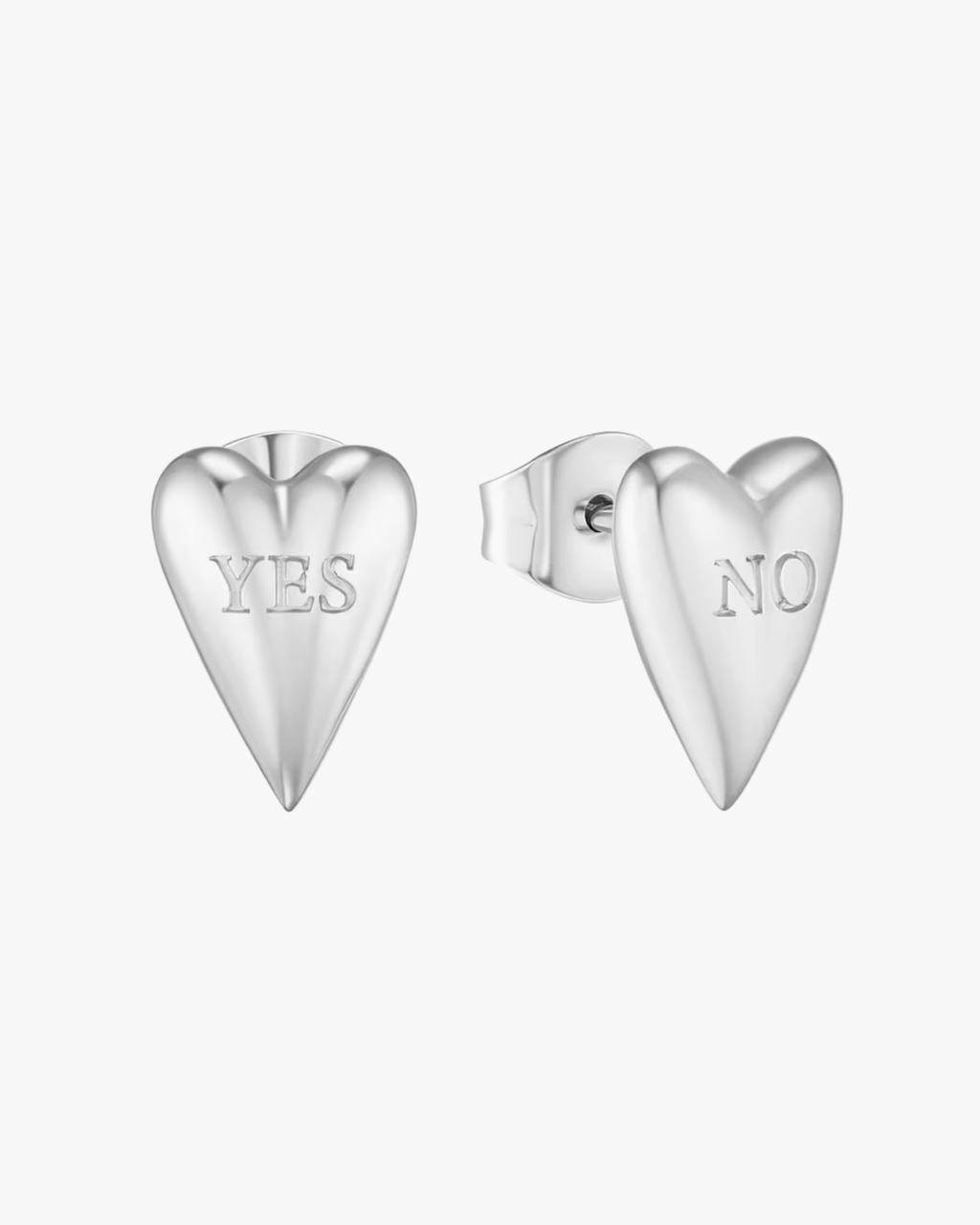 Yes-No Heart Studs Silver