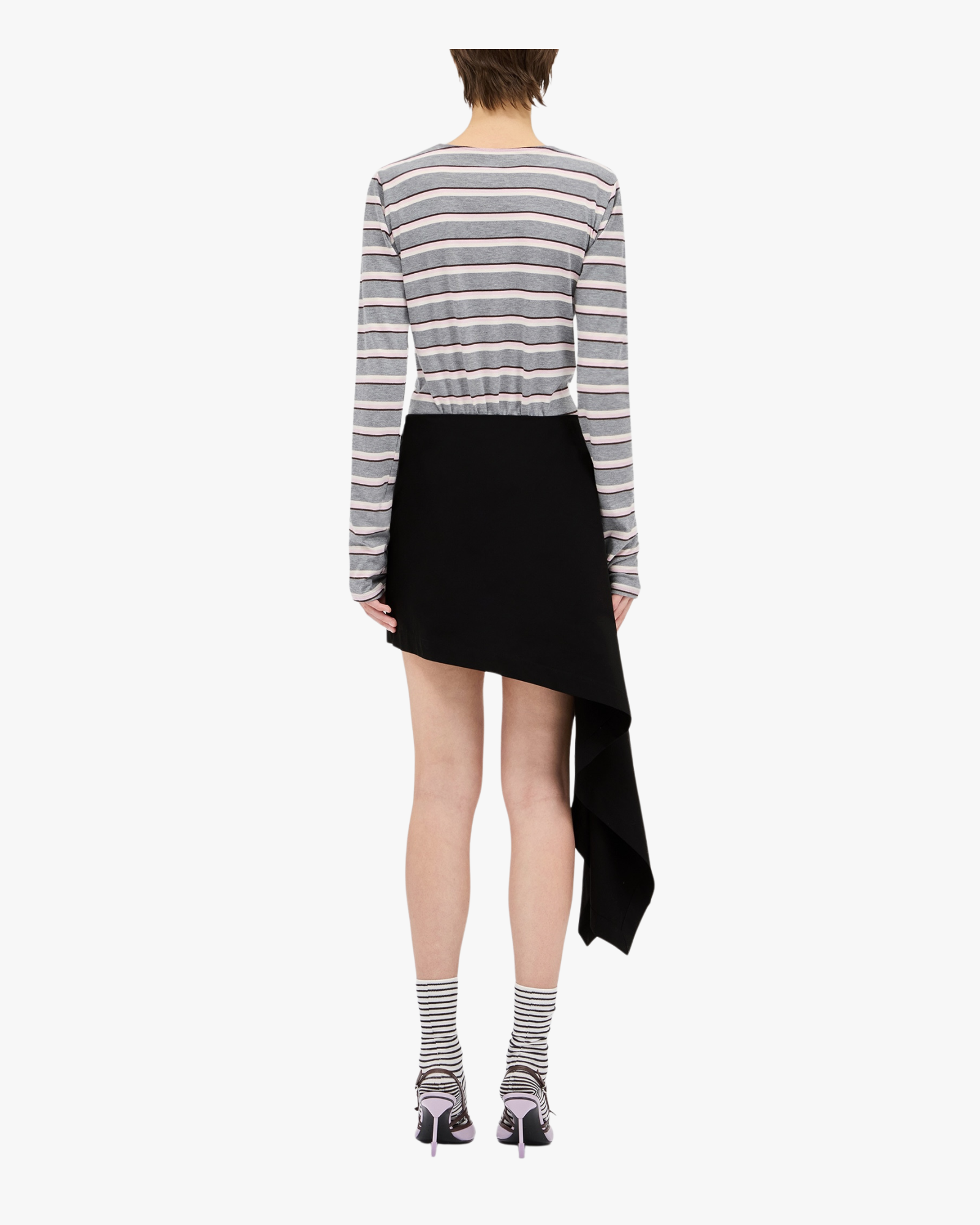 Black mini skirt with asymmetrical detail