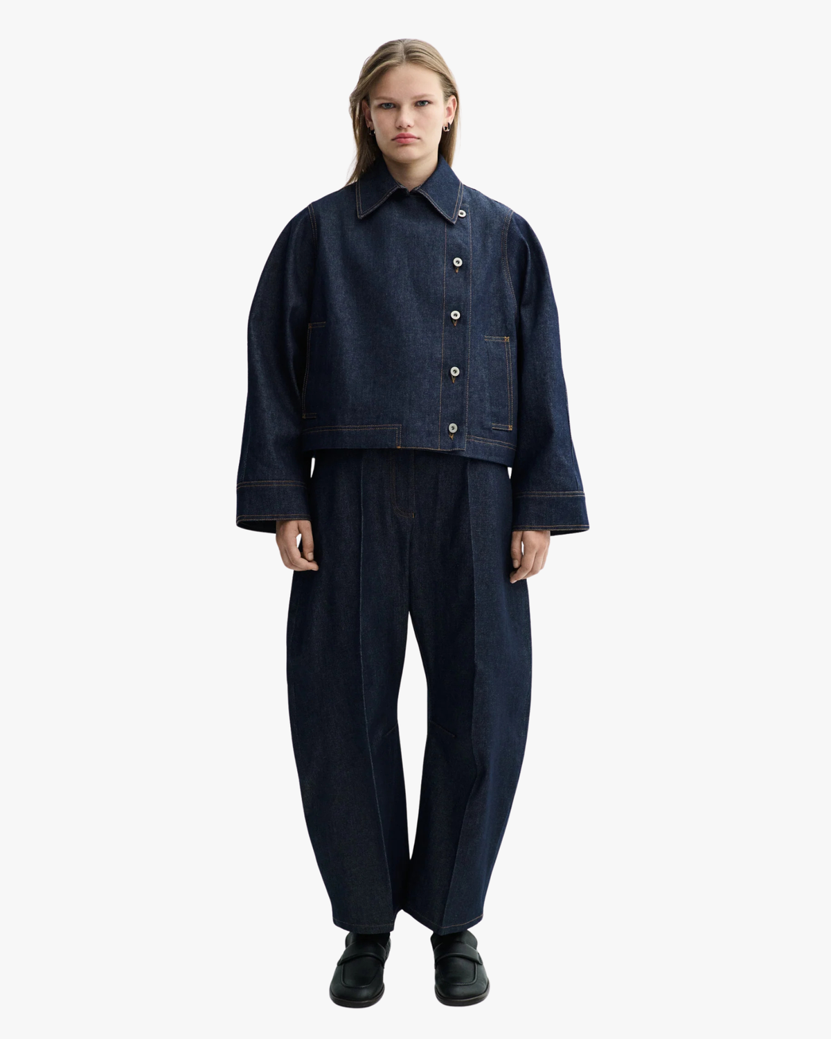 Asymmetric Denim Coat Calypso Blue