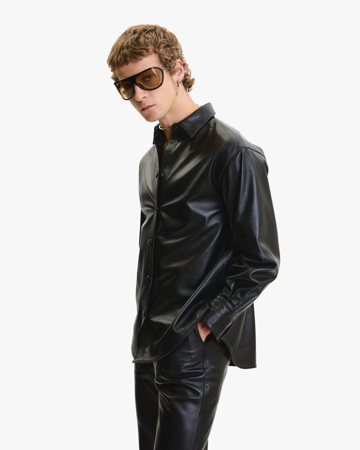 Shirt Leather Oversized Black