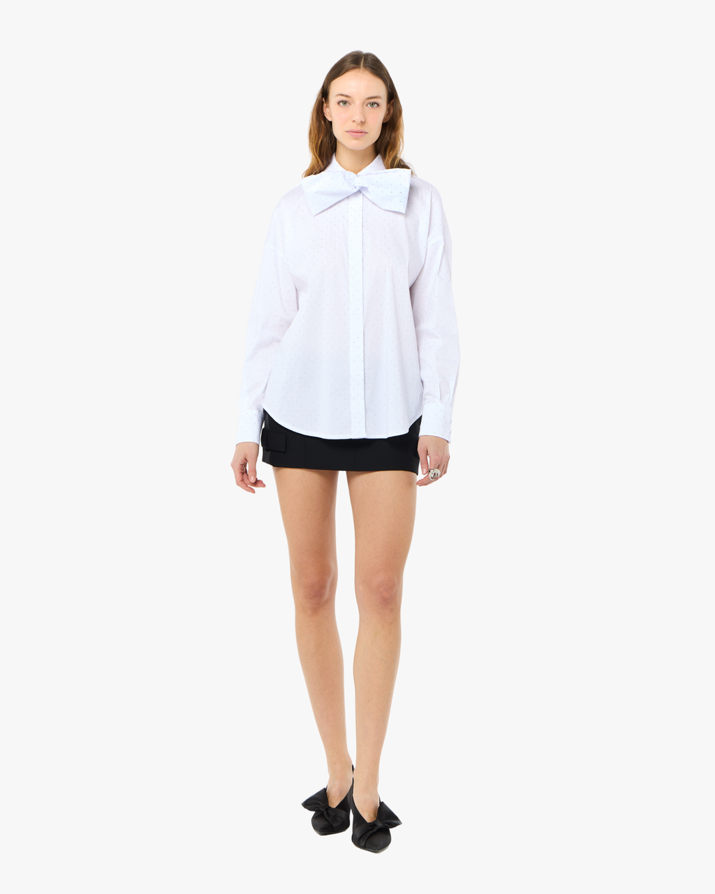 Oversized Blouse With Large Bow White