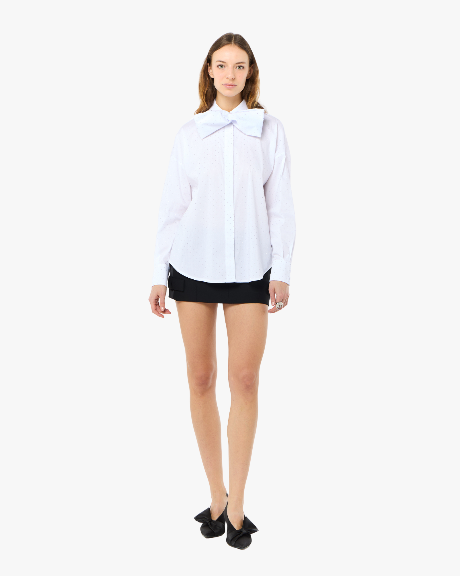 Oversized Blouse With Large Bow White