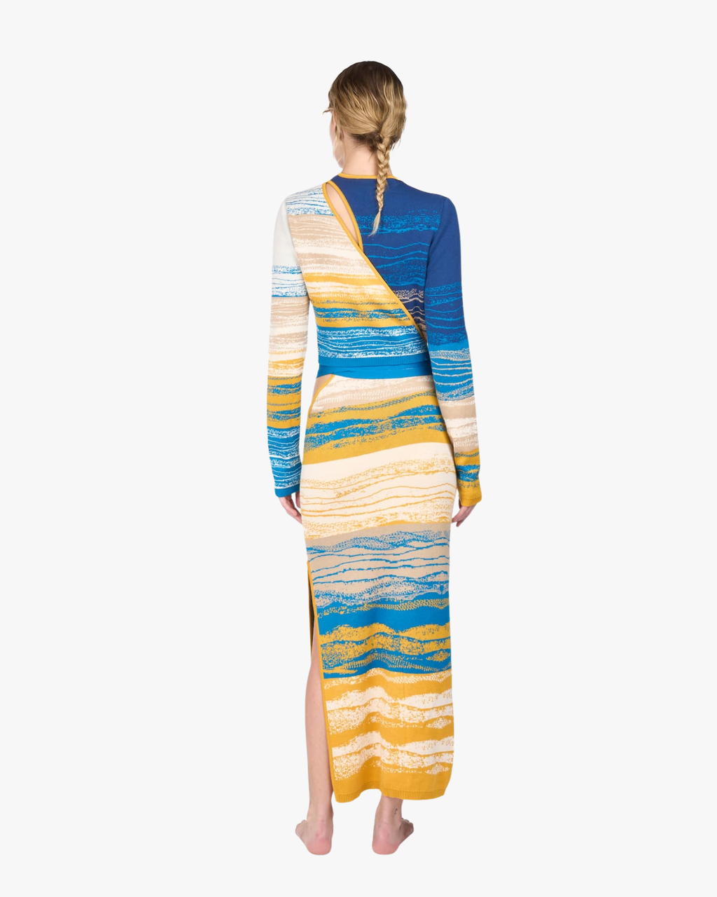 Cut Out Dress Cream And Blue
