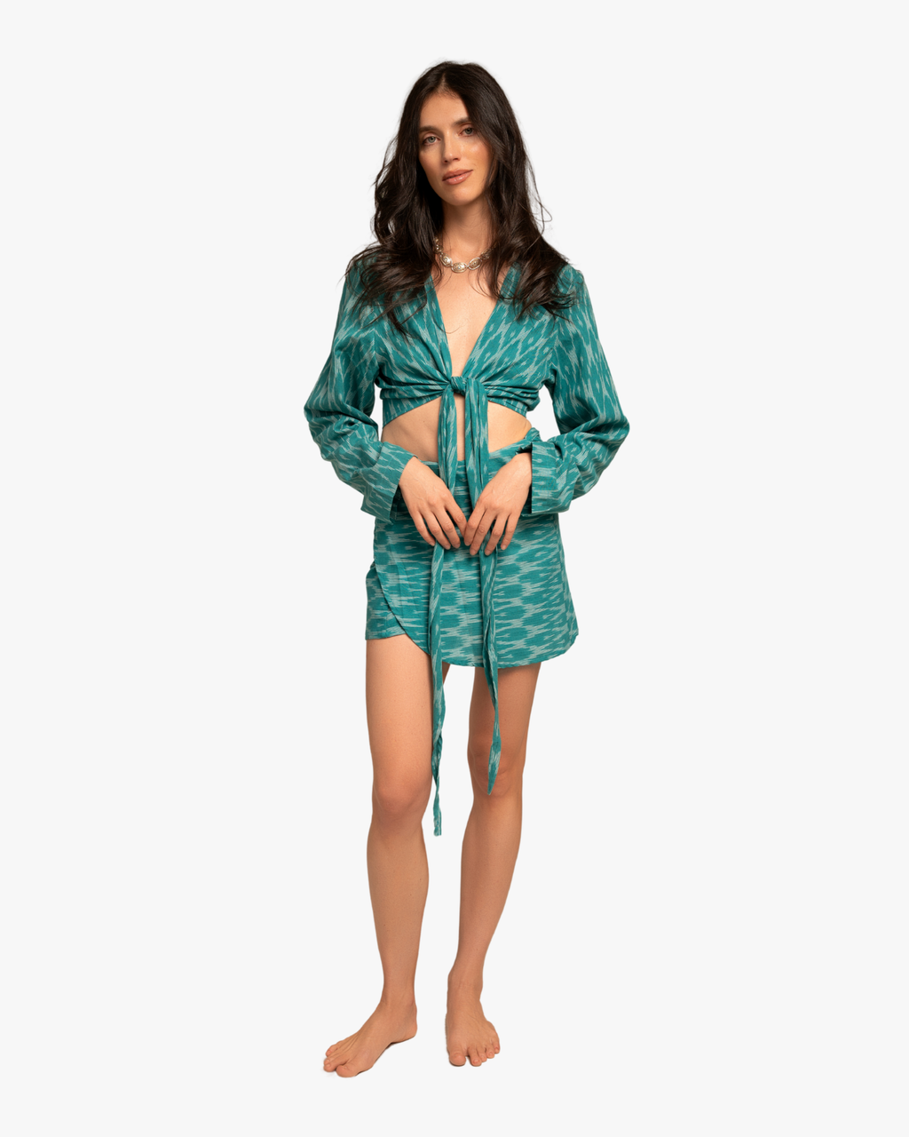 Jua Set, Crop Top And Mini Skirt Blue Ikat