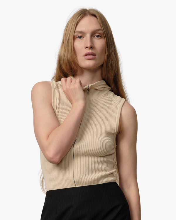 Bodystocking Clothilde Knit Hooded Creme