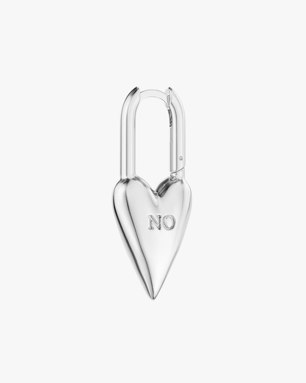 Yes-No Heart Lock Earring Silver