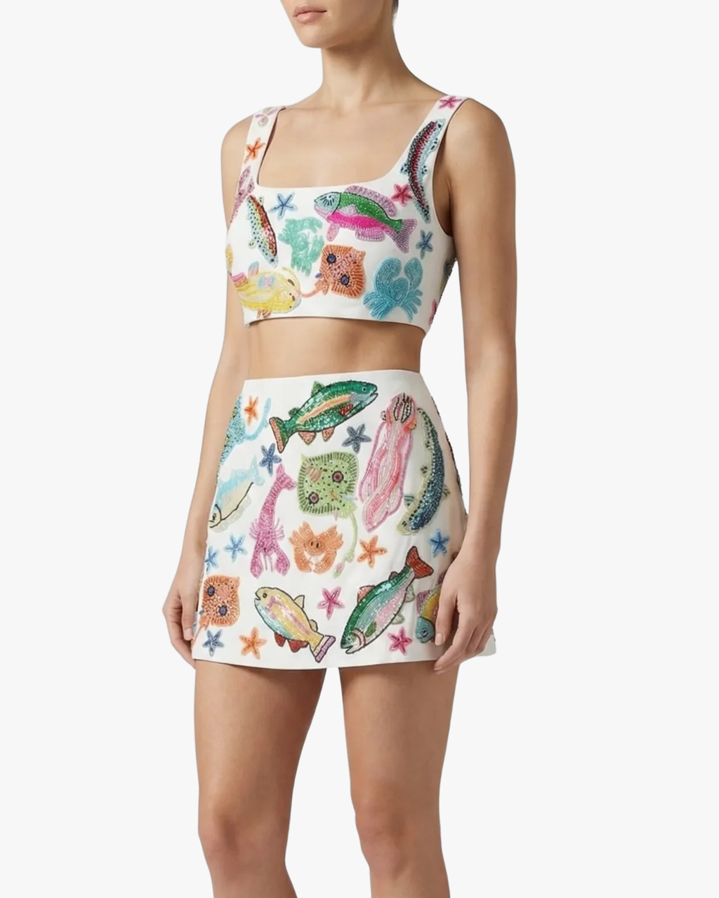 Arizona Co-Ord Set Hand-Embellished Marine White