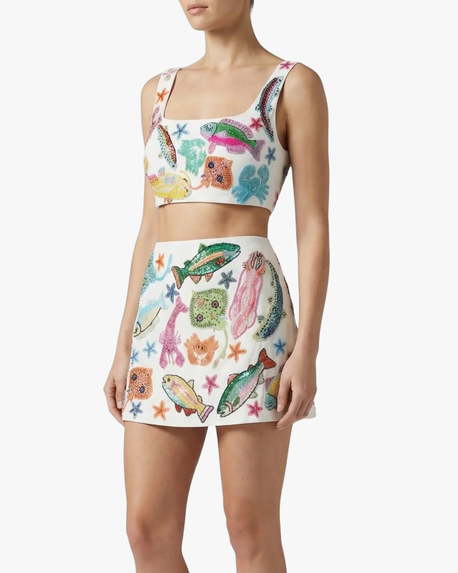 Arizona Co-Ord Set Hand-Embellished Marine White