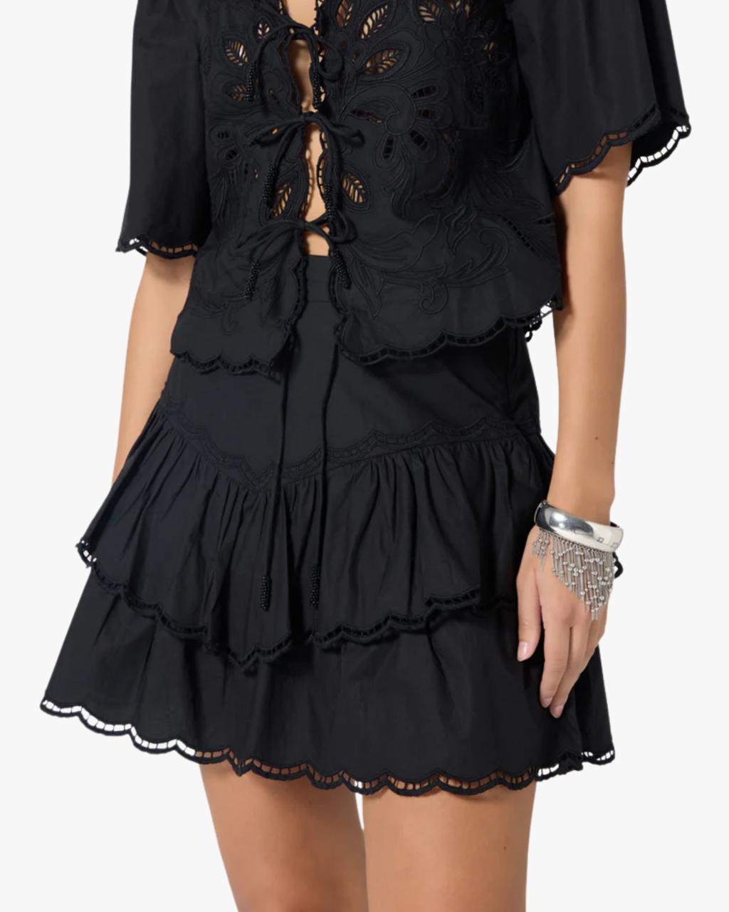 Soneva - The Cutwork Embroidery Mini Skirt black