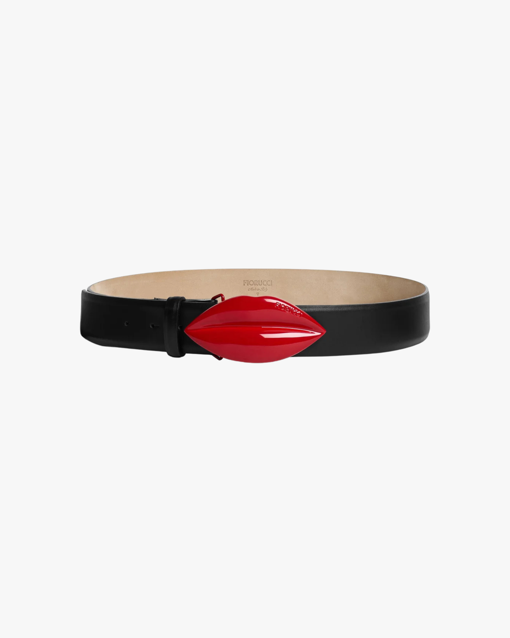 Belt Leather Buckle Lips Black