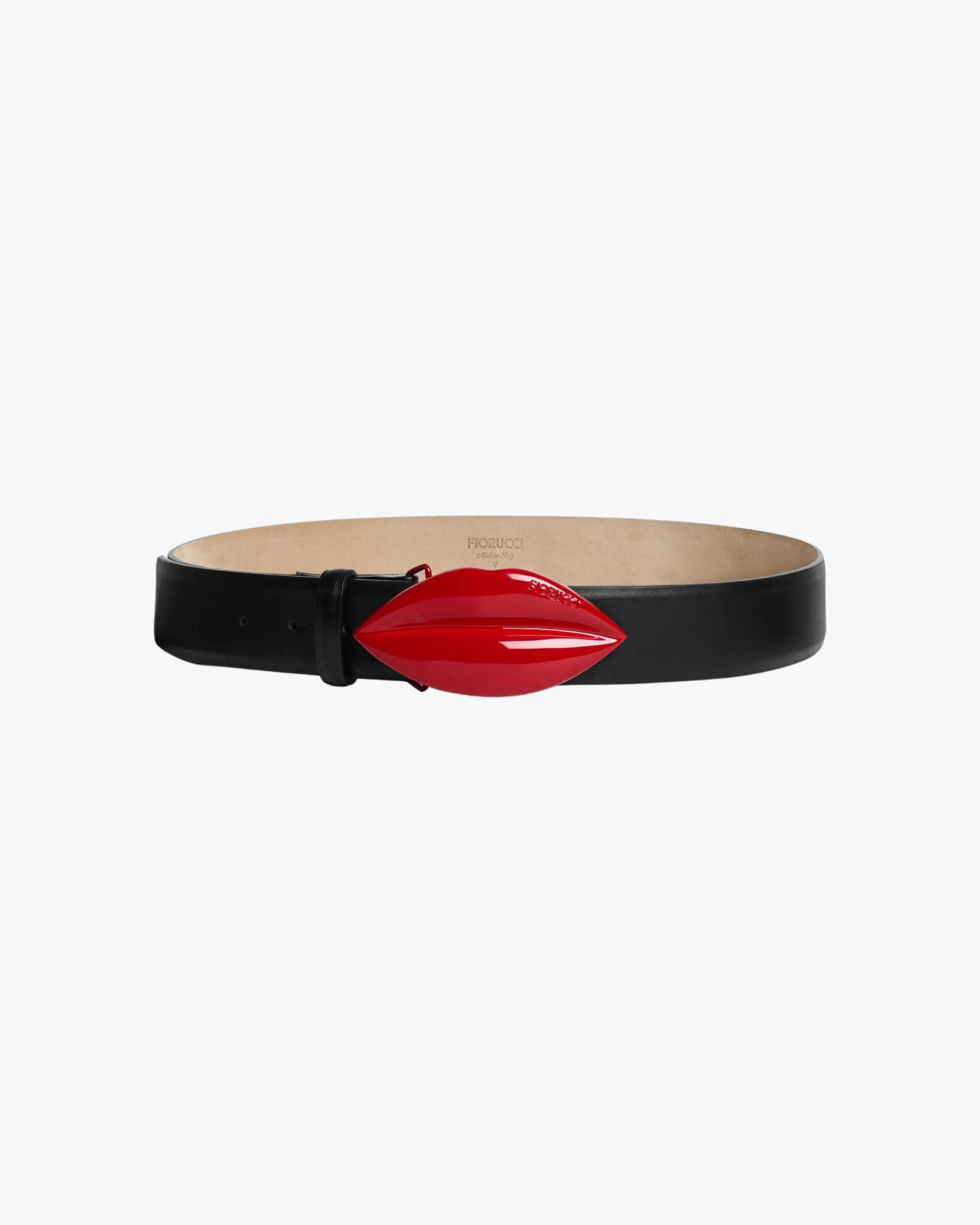 Belt Leather Buckle Lips Black