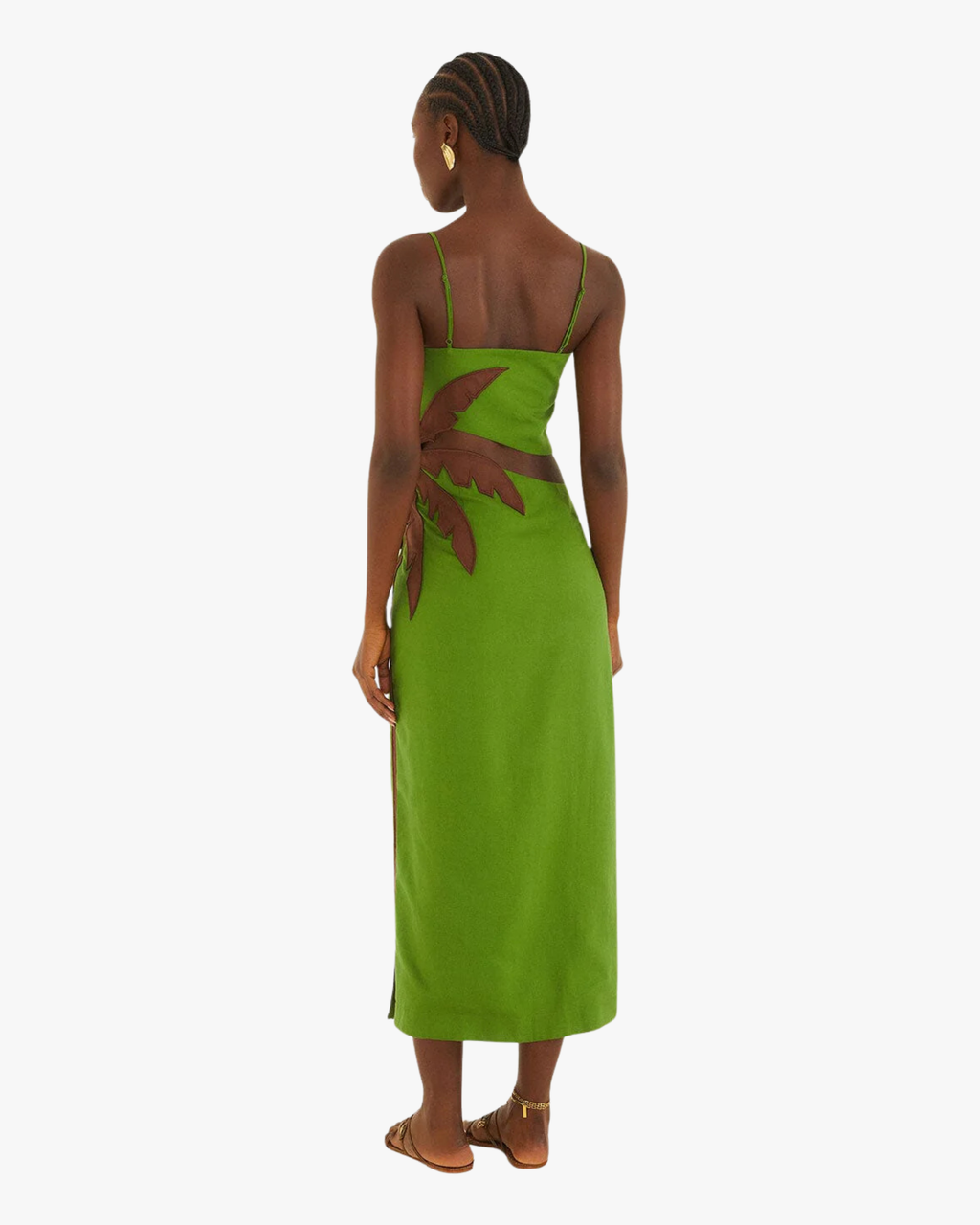 Maxi Dress Green Palm Tree Green