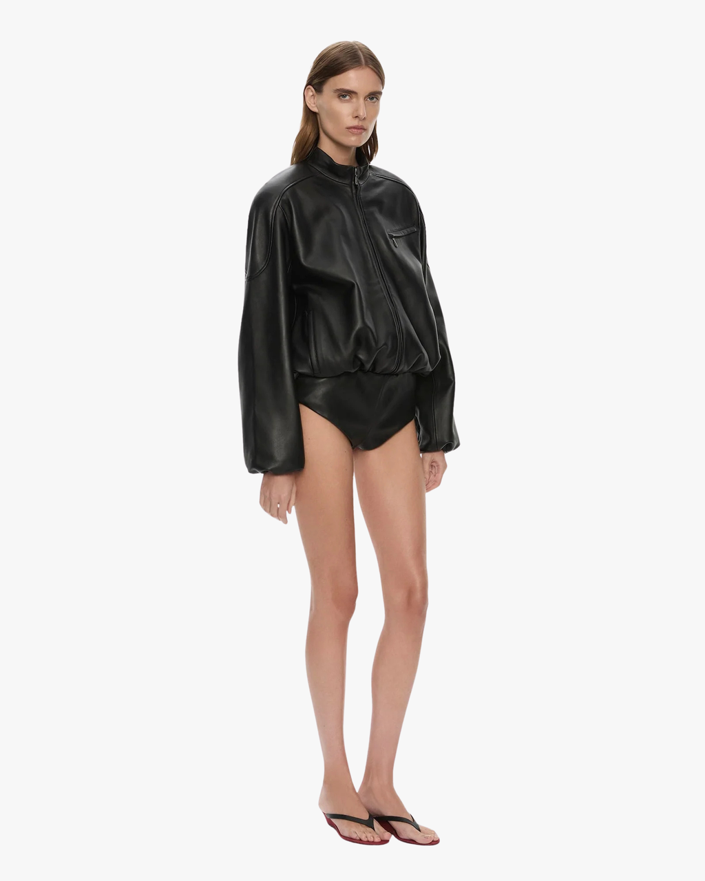 One Piece Dannie Leather Zipped Black
