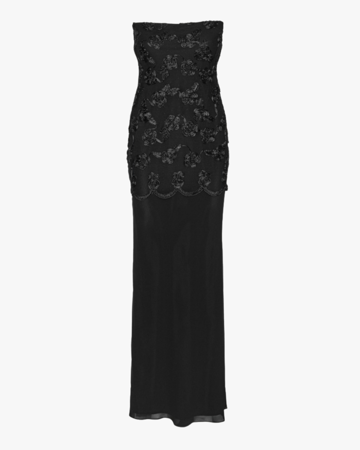 Flower Mesh Maxi Dress Black