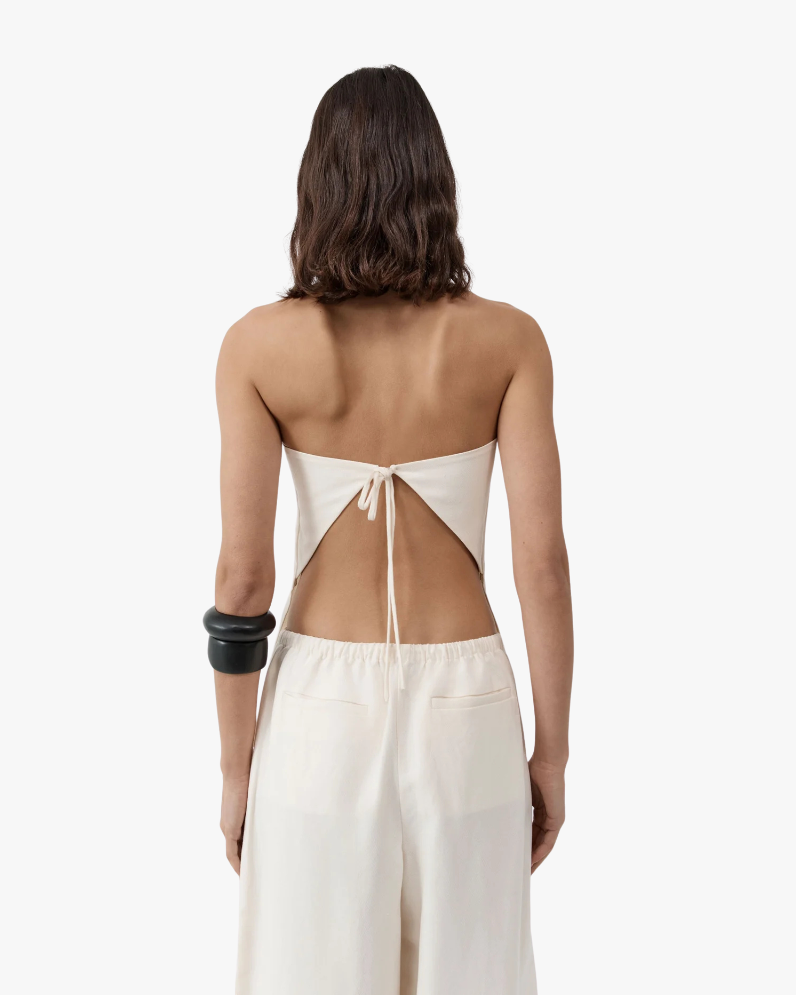 Strapless Rouleau Tie Top Ivory