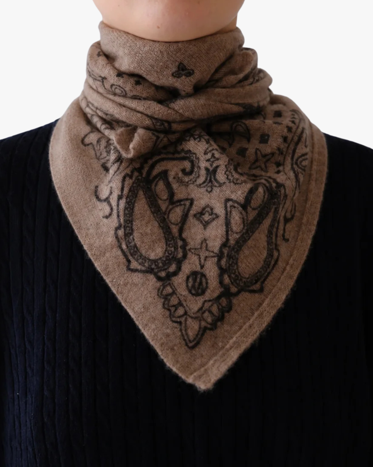 Paisley Cashmere Scarf Greige