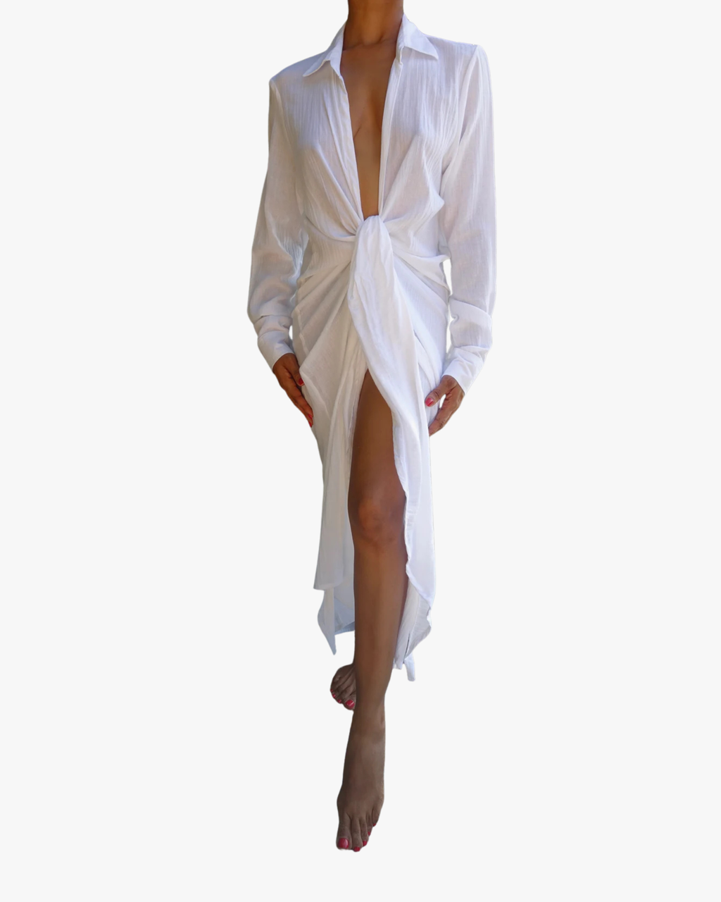 Dawa Dress Long, Long Sleeve White