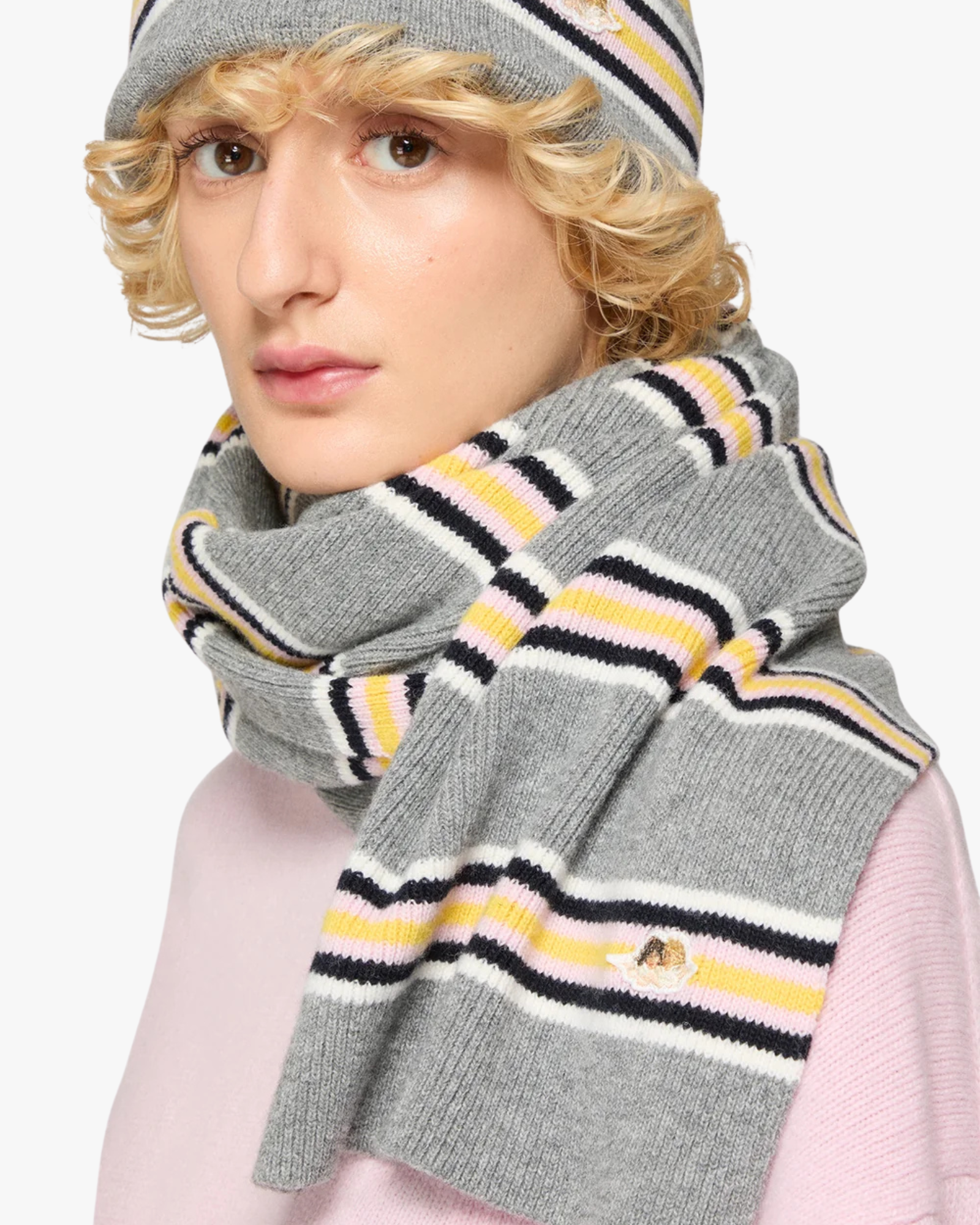 Scarf Grey and Yellow Striped Angel Patch